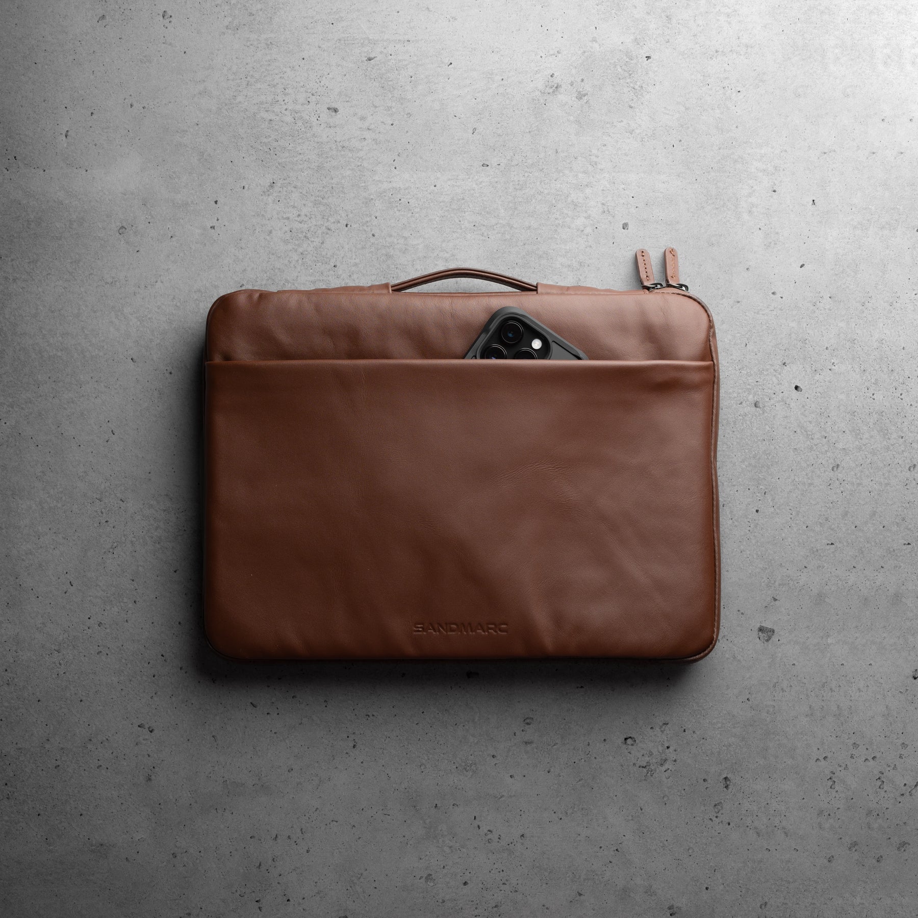 MacBook 16 & 15 inch Leather Sleeve - SANDMARC Black